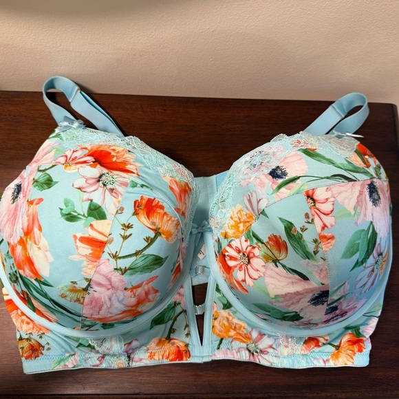 CACIQUE Floral Printed Boost Balconette Longline Bra 44H - Picture 6 of 9